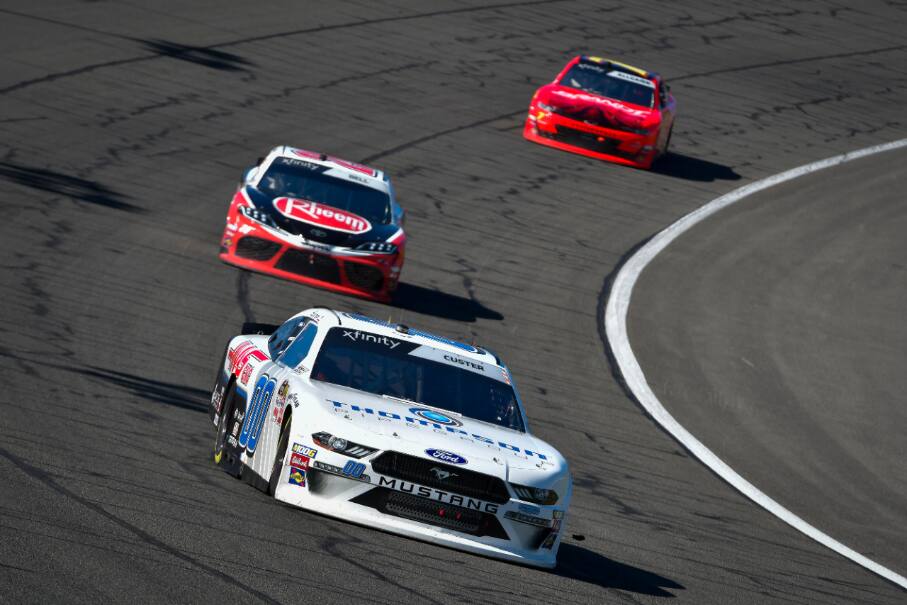 In the NASCAR Xfinity Series, Stewart-Haas Racing’s Cole Custer (00) got his first win this season. In the NASCAR Xfinity Series, Stewart-Haas Racing’s Cole Custer (00) got his first win this season.